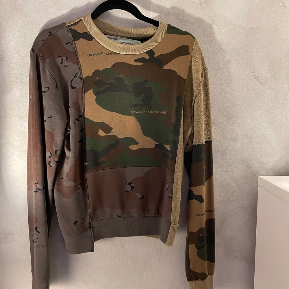 Off-White Multicolor Camouflage Crewneck Sweater